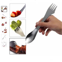 3 i 1 gaffelsked spork cutlery redskap combo multifunktionella kök utomhus picknick verktyg