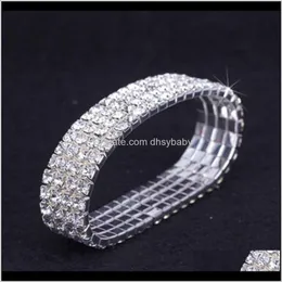Bracelets Jewelry Drop Delivery 2021 12 조각 4 행 Crystal Diamante Rhinestone 탄성 신부 팔찌 팔찌 스트레치 웨딩