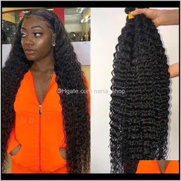 Wefts 30 32 34 36 38 40Inch Deep Wave Brazilian Human Extensions 1Pcs Remy Hair Weave Bundles Ipp6N V203I