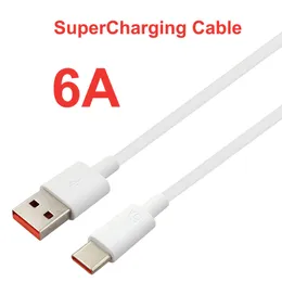 1M 66W 6A Super Dart Charger Cable Cables Snabb USB Typ C Type-C laddningsdatasladd för mobiltelefoner Huawei Samsung Android Mobiltelefon Xiaomi Högkvalitativ snabb fartyg