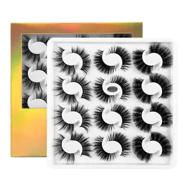 Grube curling 12 par fałszywe rzęsy rozszerzenia Ustaw bałagan Crisscross ręcznie wykonane wielokrotnego użytku Naturalne 3D Mink Fake Lashes Makeup dla Eyes 8 Models