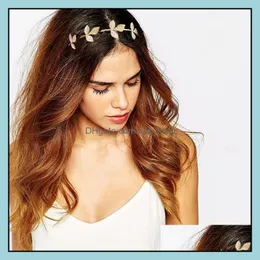 Klipp Barrettes Jewelryvintage Gold Leaf Crown Farterfly Hairbands Ornament Headdress Girl Women Hair Jewelry Aessory Drop Delivery 2021