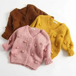 Primavera Outono Bebê Meninas Tricô Cardigans Casaco Kids Sweater Algodão Suéteres Moda Marca Roupas 211201