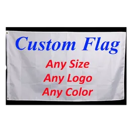 Anpassade flaggor 3x5ft banners 100% polyester digital tryckt för inomhus utomhus högkvalitativ reklamfrämjande med mässingsgrommets