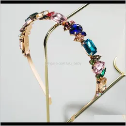 Headbands Jewelry Drop Delivery 2021 Baroque Band Female Fan Alloy Color Diamond Glass Headband Ins Rookie Bride Hair Accessories Ivk6F