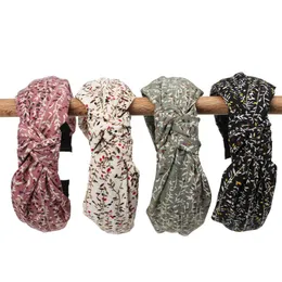 Bomull Böhmen Beach Hårband för kvinnor Floror Floral Tryckt Knot Bow Head Band Fashion Hair Tillbehör Lady Headpiece