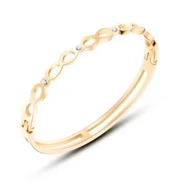 Fashion Titanium Steel Gold Color Water Drop Zircon Round Bangle for Women 2021 Trendy Bracelet Jewelry Accessories Q0717