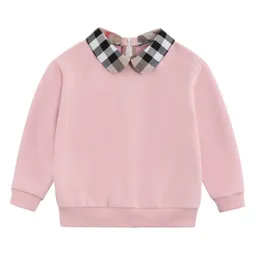 Great Quality Baby Girls Plaid Sweaters Pullovers Autumn Winter Kids Long Sleeve Sweathshirt Cotton Children Turn-Down Collar Sweater