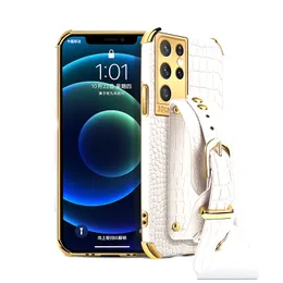 För Samsung Fodral S21Plus Krokodilmönster Mobiltelefonväska Not20 Ultra Electroplating 6D Soft A32 Fint Hål Skyddskåpa