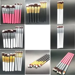 10st andra hushållsundersökningar Makeupborstar Professionell kosmetisk borstkit Nylon Hair Wood Handle Eyeshadow Foundation Tools ZWL286