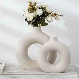 Frosted Particle Flower Arrangement Hollow Round Flower Vase For Home Decoration Furnishings Office Living Room Decor Art Vases 211103