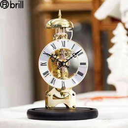 Nordic Mechanical Antique Table Clock Metal Gear Gold Fine Copper Time Telling Seat Desk Clock Decorative Items for Home Wall 50 211112