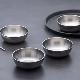 Stainless Steel Seasoning Bowls Drinks Beer Round Shape Small Bowl Salad Spices Plate Kitchen Restaurant Hotel Tableware JJF11039