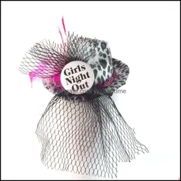 Party Hats Festive & Supplies Home Garden 2021 Design Mini Fedora Hat On Hair Clips Sexy Fishnet Girls Night Out Bachelorette Hen Wedding Ev