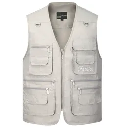 Gilet estivo sottile ad asciugatura rapida da uomo con molte tasche Gilet da lavoro largo classico multitasche casual verde militare Pographer 210925