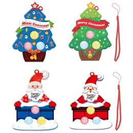 Christmas Fidget Brinquedos Board Chaveiro Push Bubble Sensory Brinquedo Boneco de Natherfree para Autism Precisa Especial AdHD Squishy Stress Reliever Kid Engraçado Anti-Stress