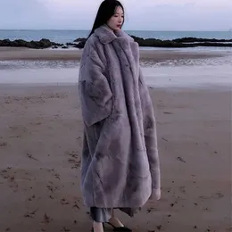 Heydress Winter Women Eleganckie Solidne Faux Fur Coats Kobiet Grube Futro Mink Luźne Płaszcze Lady Oversize Korean Cardigan Outerwears Y0829