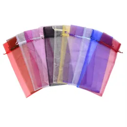 100 sztuk 15 * 37cm Wysokiej jakości Organza Butelka Worki Biżuteria Wedding Party Candy Christmas Gift Suc