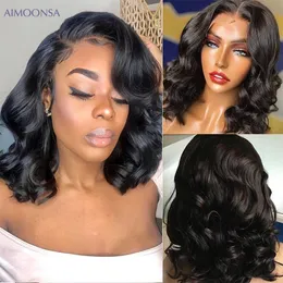 短い波状のボブかつら13x4黒人女性のための正面の人間の髪のかつら自然ヘアラインプリュームブラジルの髪180％レミー