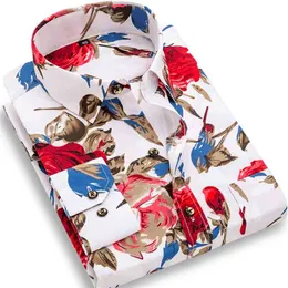 Fashion Men's Printed Floral Long Sleeve Casual Shirt Soft Thin Spring Summer Standard Fit Social Business Dress 210809