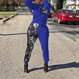 Fall kläder för kvinnor sequins fitness tracksuit casual mode ankomst färg matchande tute sportiv donna 210513