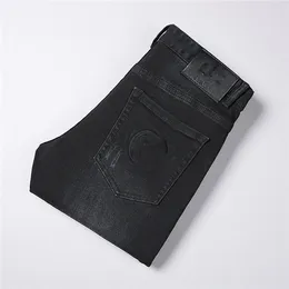 Mens Jeans Designer Luxurys Сплошной классический осенью стиль полосой брюки тонкие ноги подходят мотоцикл байкер джинсовые джинсовые высокие уличные мужчины брюки высочайшего качества США размер W29-W38