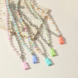 Pendant Necklaces Rainbow Color Cute Jelly Gummy For Women Girls Pearls Beads Cool Punk Hip Hop Resin Accessories