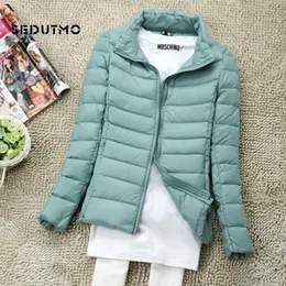 Sedutmo Winter Plus Storlek 4xl Kvinnor Down Coat Short Ultra Light Duck Down Jackor Slim Puffer Jacka Höst Parkas ED660 T200831