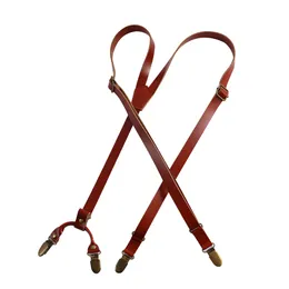 17cm Fashion leather 4 clips suspenders commercial western style trousers man braces