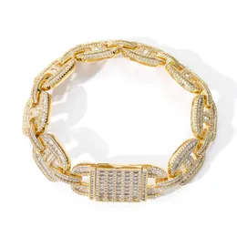 Bransoletka tenisowa kubańska Cz Cuban Link Nowa moda urok Hip Hop Bling 16 mm męski łańcuch nosowy Bransoletka z sześciennymi prezentami cyrkonu dla mężczyzn i kobiet Bijoux