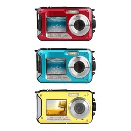 Digitalkameror Dual Screen Underwater Camera Selfie Video Recorder Waterproof Anti-Shake 1080p FHD 2,4MP Support TF Card 32GB 16X ZoomDigit