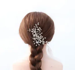 Kopfbedeckungen Mode Hochzeit Haarschmuck Kamm Kristallblätter Braut Kopfschmuck für Haarschmuck Frauen Perlen Schmuck