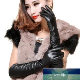 Sexy Frauen Winter Dünne Lange Vollfinger-Touchscreen-Handschuhe 50 cm Simulationsleder PU-Faltenärmel Rutschfest Warm Fahren K52 Fabrikpreis Expertendesign Qualität