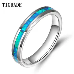 Tigrade blå opaler kvinnor s smycken toppkvalitet Tungsten ring bröllop band engagemang unika ocean blå anillos mujer