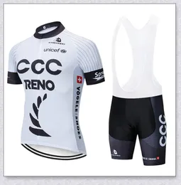 Mens CCC-team Cykling Korta ärmar Jersey Bib Shorts Sets Pro Mountain Bike Kläder Andningsbara Racing Sportkläder Cykel Outfits Y21040606