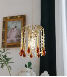 Vintage Kristal Cam Kolye Lambalar Yatak Odası Yatak Başucu Asma Lamba Oturma Odası Sundurma Çatı katı Merdiven Art Deco Aydınlatma