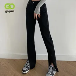 GOPLUS Dżinsy Kobieta Wysoka talia Czarny Niebieski Proste Spodnie Mama Jean Pantalones de Mujer Femme Grande Taille Broeben Dames C10973 210809