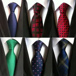 100% silke plaid slipsar gåvor för män skjorta bröllop cravate pour homme jacquard vävt slips parti gravata affär formellt slips