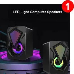 X2-Lautsprecher mit Subwoofer, PC, Desktop, Computer, Laptop, LED, bunte Beleuchtung, Heimkinosystem, USB-Kabel, SoundBox