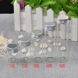 15ml 25ml 40ml 50ml 60ml Glass Bottles Decoration Crafts Aluminium Lid Empty Wishing Jars 50pcs good qty