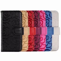 Mode Rose Flower Leather Wallet Fodral för iPhone 13 Mini Telefon13 12 11 Pro Max XS XR X 8 7 6 SE 5 5S PU Kontantkort Slot ID Spännehållare