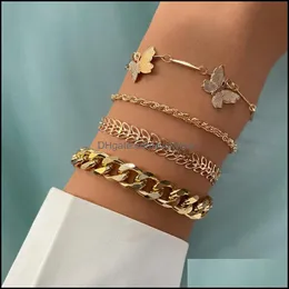 Bracelets Jewelryvintage Metal Butterfly Thick Chain Bracelet Punk Geometric Charm Fashion Trend Jewelry Gift Link Drop Delivery 2021 Uxcdx