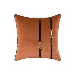 Kudde / Dekorativ kudde 45x45 / 50x30cm Mordern Luxury Orange Cushion Cover Pillowcase Metal Buckle Sofa Slyter Livery Jacquard Backrest