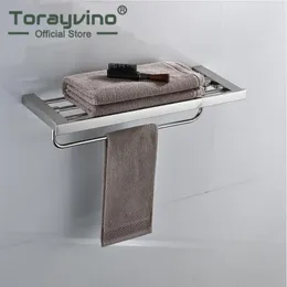 タオルラックTorayvino Chrome磨き洗浄ステンレス鋼壁吊り浴室レールホルダーラック棚二重層