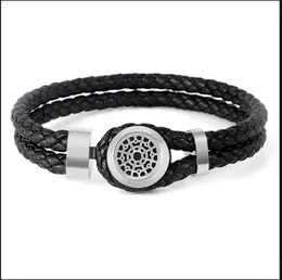 Modische Herren-Armbänder aus echtem Leder, Armbänder aus rostfreiem Edelstahl mit Blumenmuster, Länge 20,50 cm