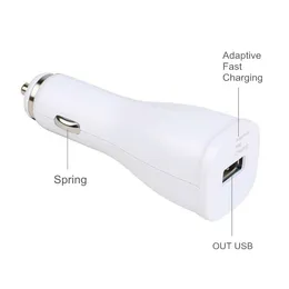 Adaptiv snabb biladapter för mobiltelefonladdare 15W 9V / 1.67A 5V / 2A Vit svart 100st / lot