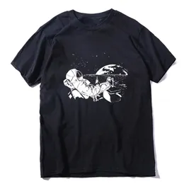 COOLMIND 100% cotton space men print T shirt casual tshirt loose short sleeve t-shirt male tee shirts tops 210716
