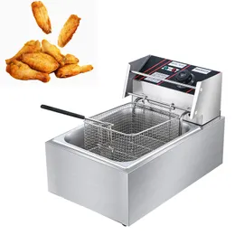 220V Electric Deep Fryer Industriell Deep Fryer Rostfritt stål för pommes frites Kommersiell 10l 2500W Matprocessorer Små köksmaskiner