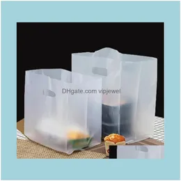 Påsar, smycken Display Smycken50pcs Transparent plast med handtag Matförpackning Bag Party Favor Bakning Ta bort Väskor Drop Leverans 2