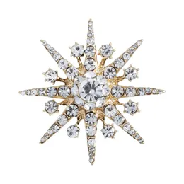 Pins, Brooches High-end Rhinestone Star Brooch Sparkling Crystal Snowflake Lapel Pin Fashion Jewelry For Women Christmas Gift